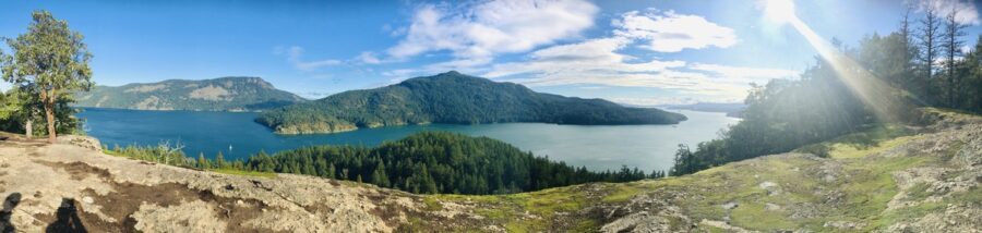 View from Stoney Hill Provincial Park toward Salt Spring Island Vancouver Island BC